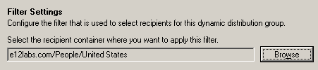 Screenshot: Exchange Management Console - setting scope of Dynamic Distribution Group