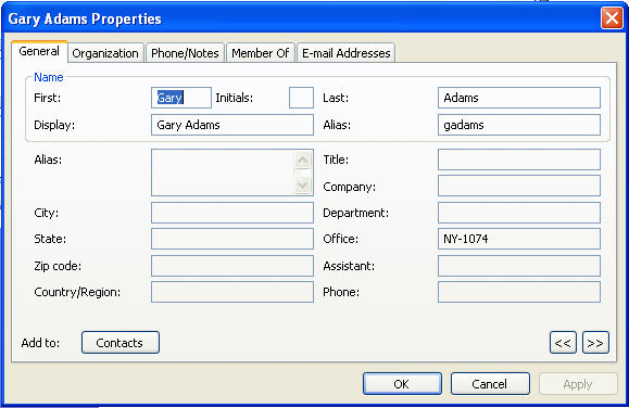 modify members outlook address book