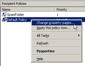 Modifying an existing Recipient Policy