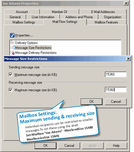 change outlook 2016 attachment size