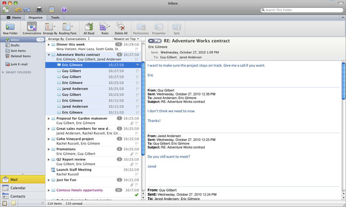 outlook 2011 for mac screenshot