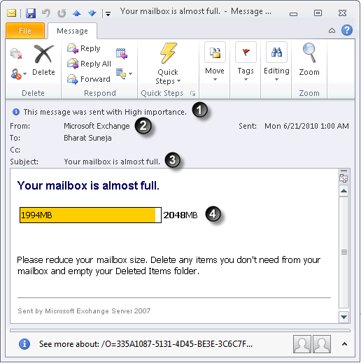 Outlook your mailbox is almost full message